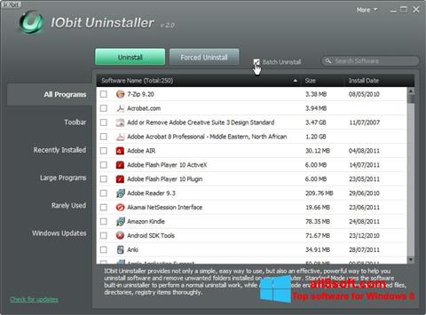 لقطة شاشة IObit Uninstaller لنظام التشغيل Windows 8