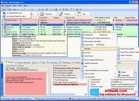 لقطة شاشة AnVir Task Manager لنظام التشغيل Windows 8