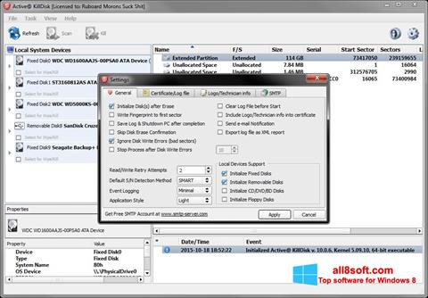 لقطة شاشة Active KillDisk لنظام التشغيل Windows 8