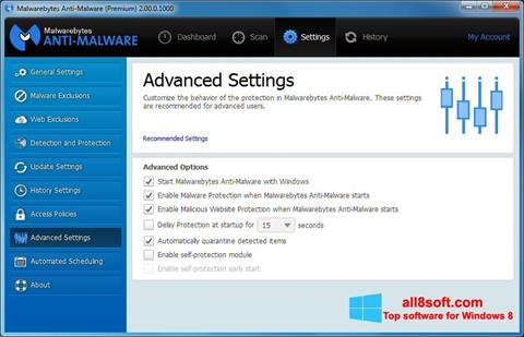 لقطة شاشة Malwarebytes Anti-Malware لنظام التشغيل Windows 8