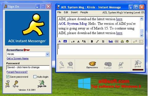 لقطة شاشة AOL Instant Messenger لنظام التشغيل Windows 8