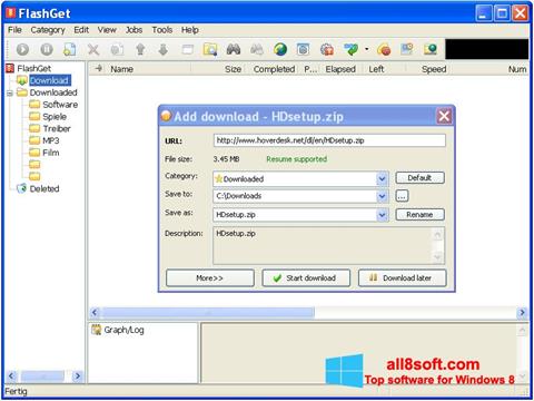 لقطة شاشة FlashGet لنظام التشغيل Windows 8