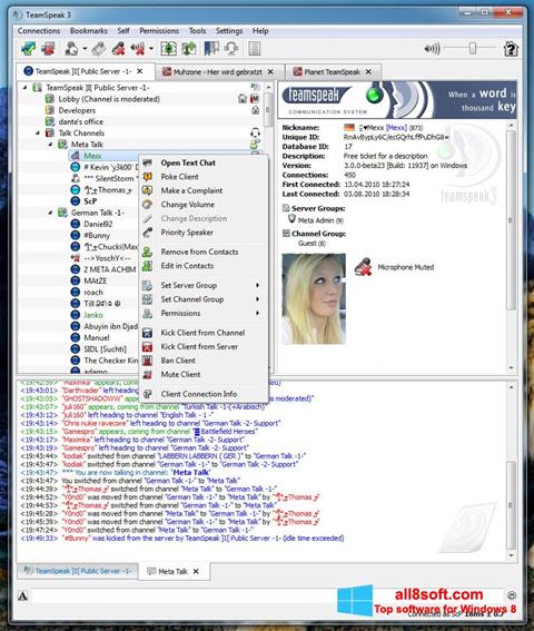 لقطة شاشة TeamSpeak لنظام التشغيل Windows 8