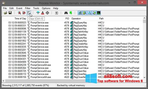 لقطة شاشة Process Monitor لنظام التشغيل Windows 8