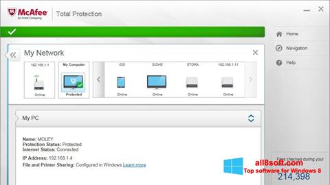لقطة شاشة McAfee Total Protection لنظام التشغيل Windows 8