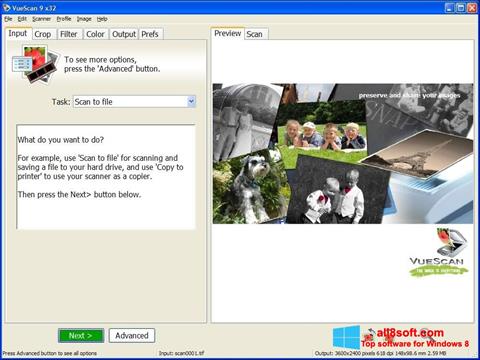 لقطة شاشة VueScan لنظام التشغيل Windows 8