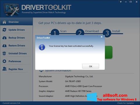 لقطة شاشة Driver Toolkit لنظام التشغيل Windows 8