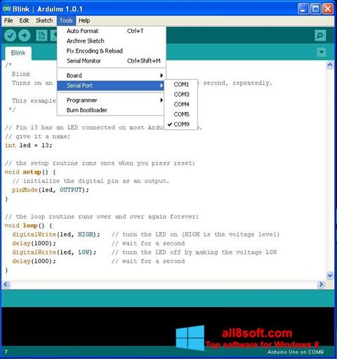 لقطة شاشة Arduino لنظام التشغيل Windows 8
