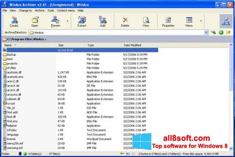 لقطة شاشة WinAce لنظام التشغيل Windows 8