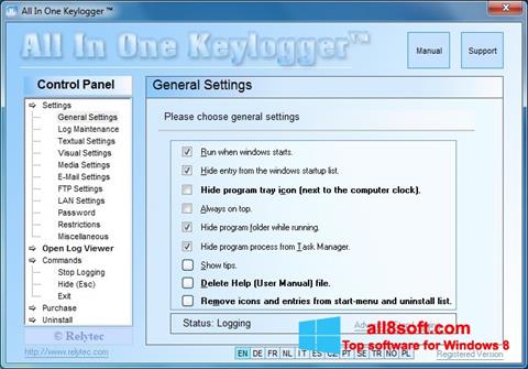 لقطة شاشة Keylogger لنظام التشغيل Windows 8