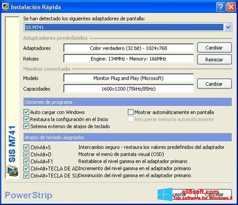 لقطة شاشة PowerStrip لنظام التشغيل Windows 8