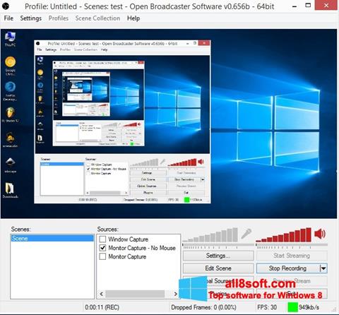 لقطة شاشة Open Broadcaster Software لنظام التشغيل Windows 8