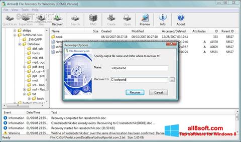 لقطة شاشة Active File Recovery لنظام التشغيل Windows 8