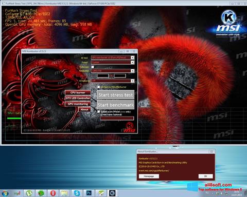 لقطة شاشة MSI Kombustor لنظام التشغيل Windows 8