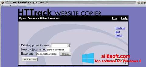 لقطة شاشة HTTrack Website Copier لنظام التشغيل Windows 8