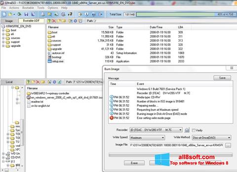 لقطة شاشة UltraISO لنظام التشغيل Windows 8