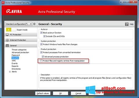 لقطة شاشة Avira Professional Security لنظام التشغيل Windows 8