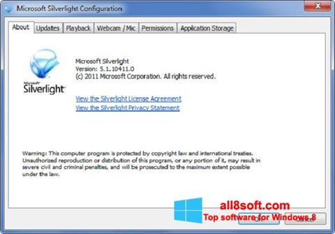 لقطة شاشة Microsoft Silverlight لنظام التشغيل Windows 8