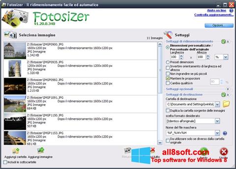 لقطة شاشة Fotosizer لنظام التشغيل Windows 8