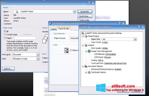 لقطة شاشة CutePDF Writer لنظام التشغيل Windows 8