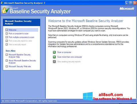 لقطة شاشة Microsoft Baseline Security Analyzer لنظام التشغيل Windows 8