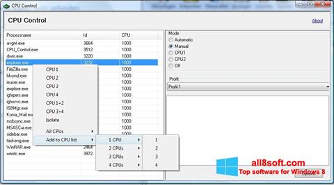 لقطة شاشة CPU-Control لنظام التشغيل Windows 8