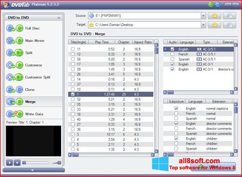 لقطة شاشة DVDFab لنظام التشغيل Windows 8