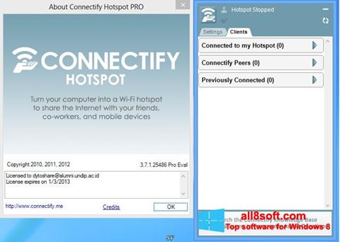 لقطة شاشة Connectify Hotspot لنظام التشغيل Windows 8