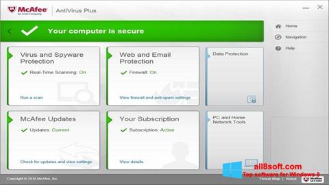 لقطة شاشة McAfee AntiVirus Plus لنظام التشغيل Windows 8