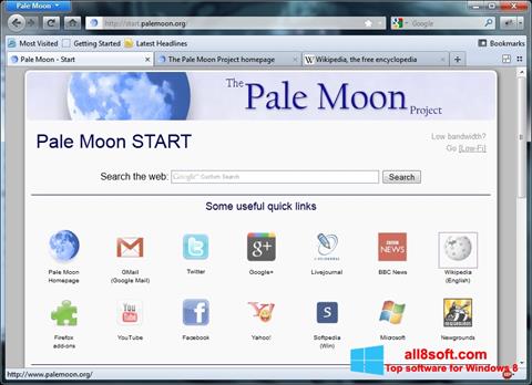 لقطة شاشة Pale Moon لنظام التشغيل Windows 8