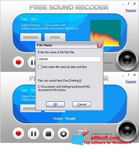 لقطة شاشة Free Sound Recorder لنظام التشغيل Windows 8