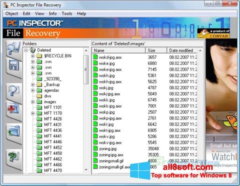 لقطة شاشة PC Inspector File Recovery لنظام التشغيل Windows 8