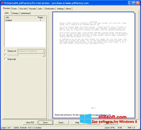 لقطة شاشة pdfFactory Pro لنظام التشغيل Windows 8