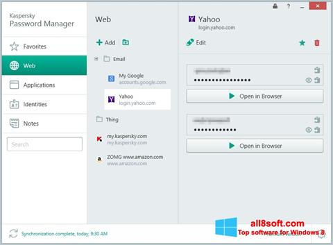 لقطة شاشة Kaspersky Password Manager لنظام التشغيل Windows 8