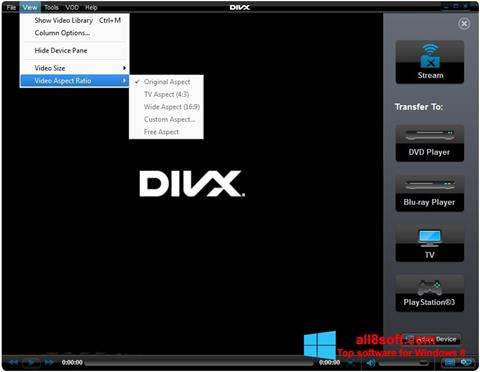 لقطة شاشة DivX Player لنظام التشغيل Windows 8