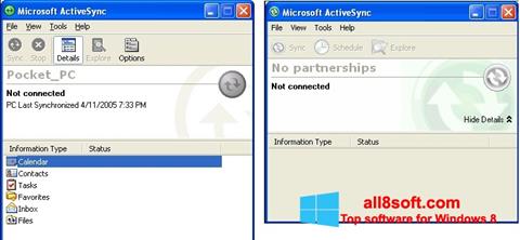لقطة شاشة Microsoft ActiveSync لنظام التشغيل Windows 8