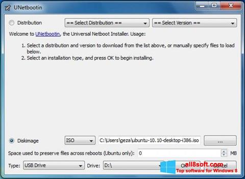 لقطة شاشة UNetbootin لنظام التشغيل Windows 8