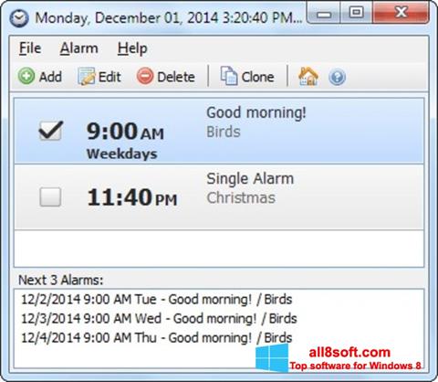 لقطة شاشة Free Alarm Clock لنظام التشغيل Windows 8