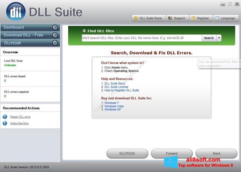 لقطة شاشة DLL Suite لنظام التشغيل Windows 8