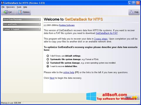 لقطة شاشة GetDataBack لنظام التشغيل Windows 8