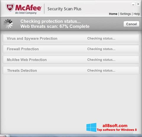 لقطة شاشة McAfee Security Scan Plus لنظام التشغيل Windows 8