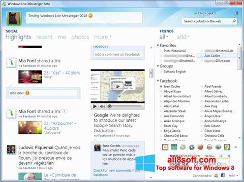 لقطة شاشة Windows Live Messenger لنظام التشغيل Windows 8