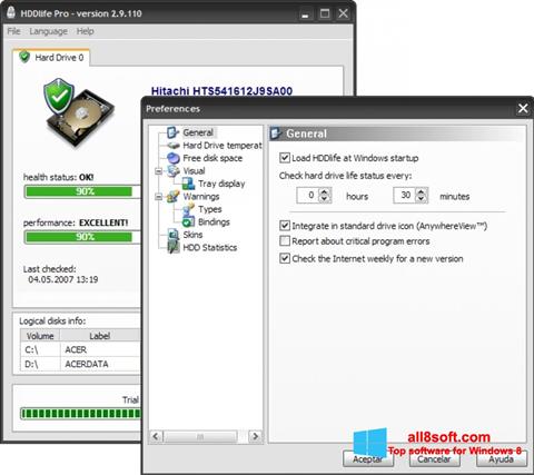 لقطة شاشة HDDlife لنظام التشغيل Windows 8