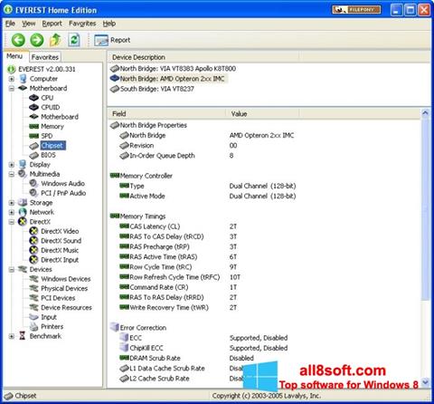 لقطة شاشة EVEREST Home Edition لنظام التشغيل Windows 8