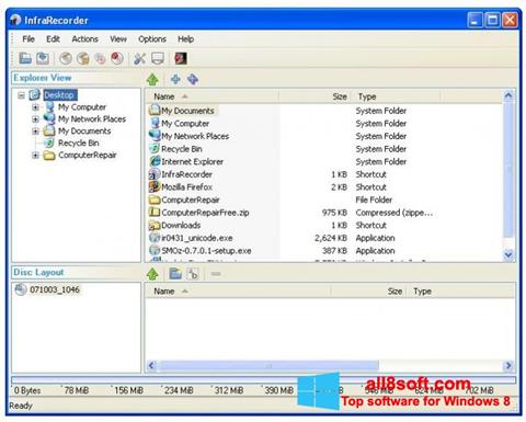 لقطة شاشة InfraRecorder لنظام التشغيل Windows 8