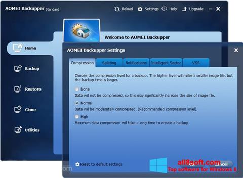 لقطة شاشة AOMEI Backupper لنظام التشغيل Windows 8