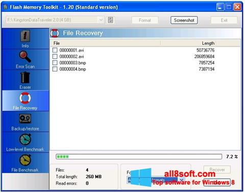 لقطة شاشة Flash Memory Toolkit لنظام التشغيل Windows 8