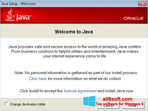 لقطة شاشة Java Runtime Environment لنظام التشغيل Windows 8