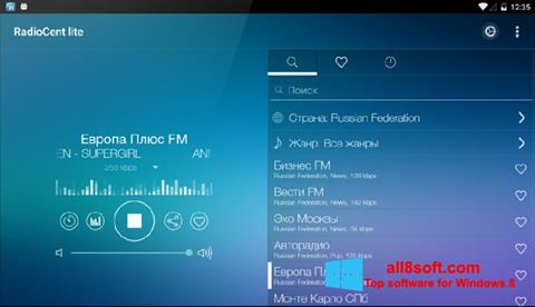 لقطة شاشة Radiocent لنظام التشغيل Windows 8