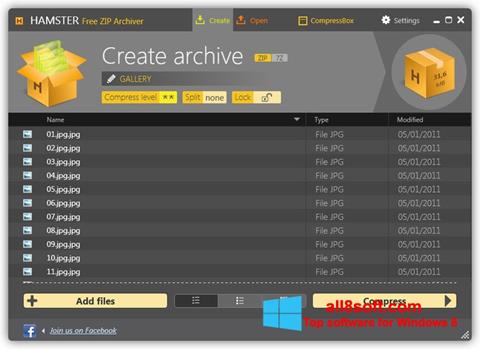 لقطة شاشة Hamster Free ZIP Archiver لنظام التشغيل Windows 8